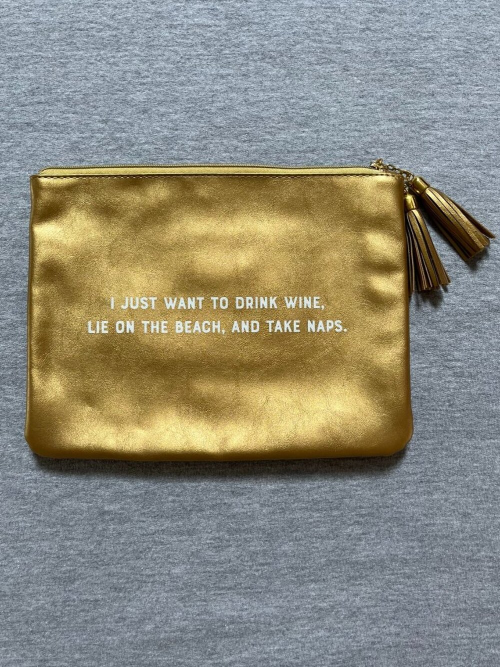 NWOT, Elum Designs Gold Vegan Leather Clutch Pouch